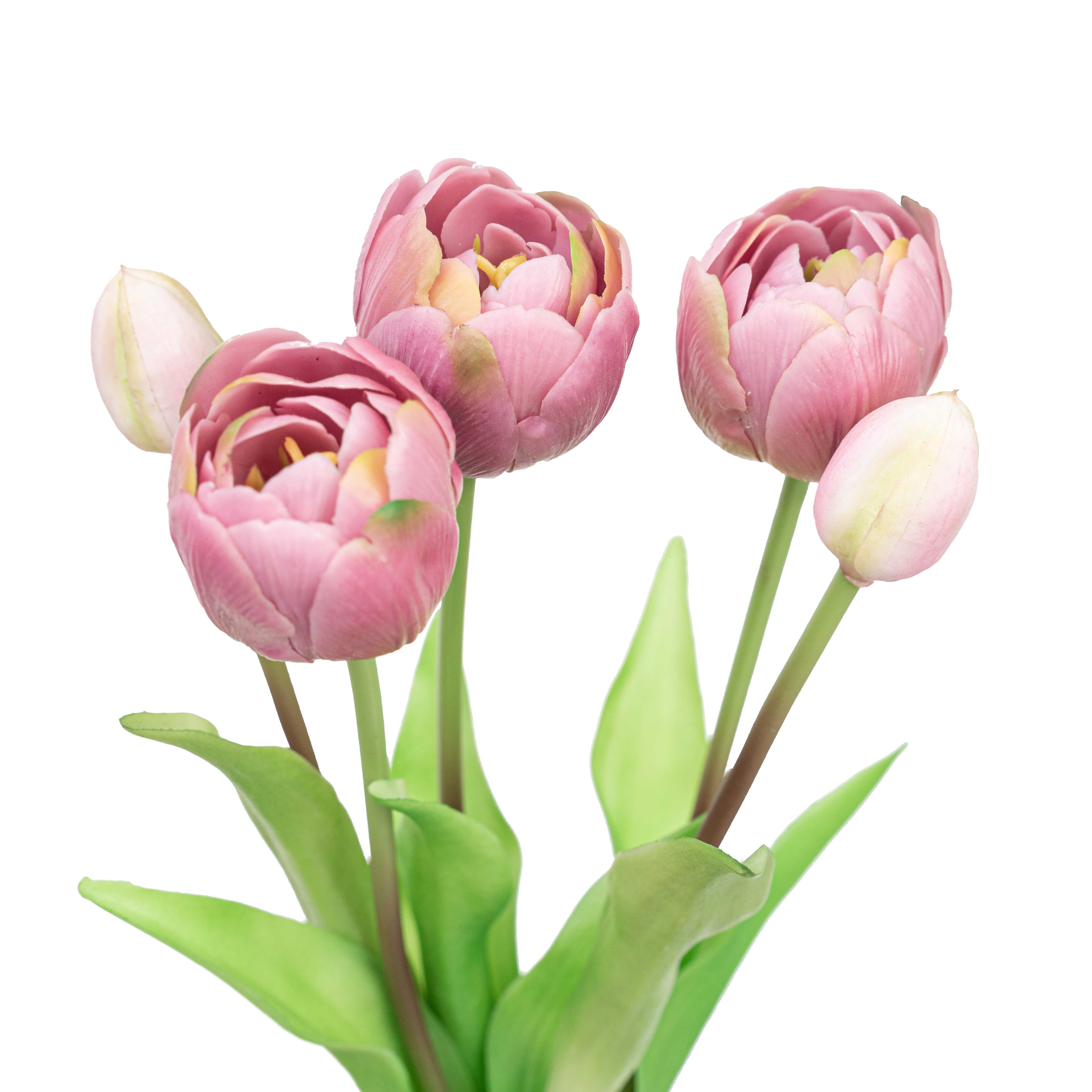 15" SOFT TOUCH DOUBLE LAYER TULIP BUNDLE X 5