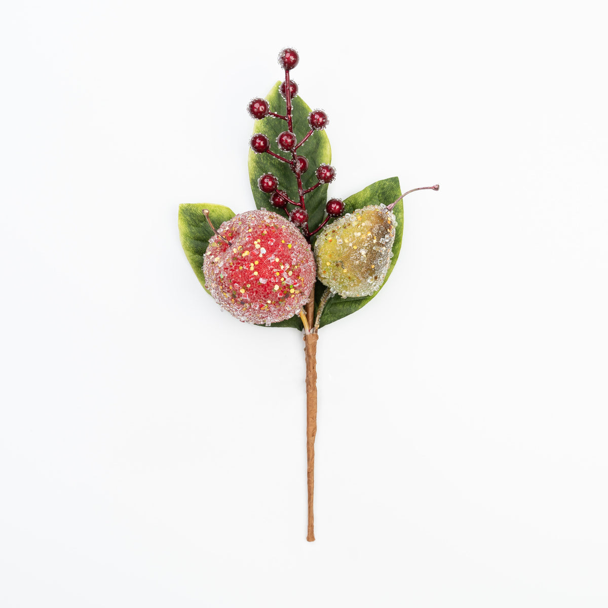 14" MIXED BEADED FRUIT BERRY MAGNOLIA LEAF PICK