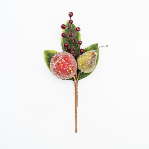 14" MIXED BEADED FRUIT BERRY MAGNOLIA LEAF PICK