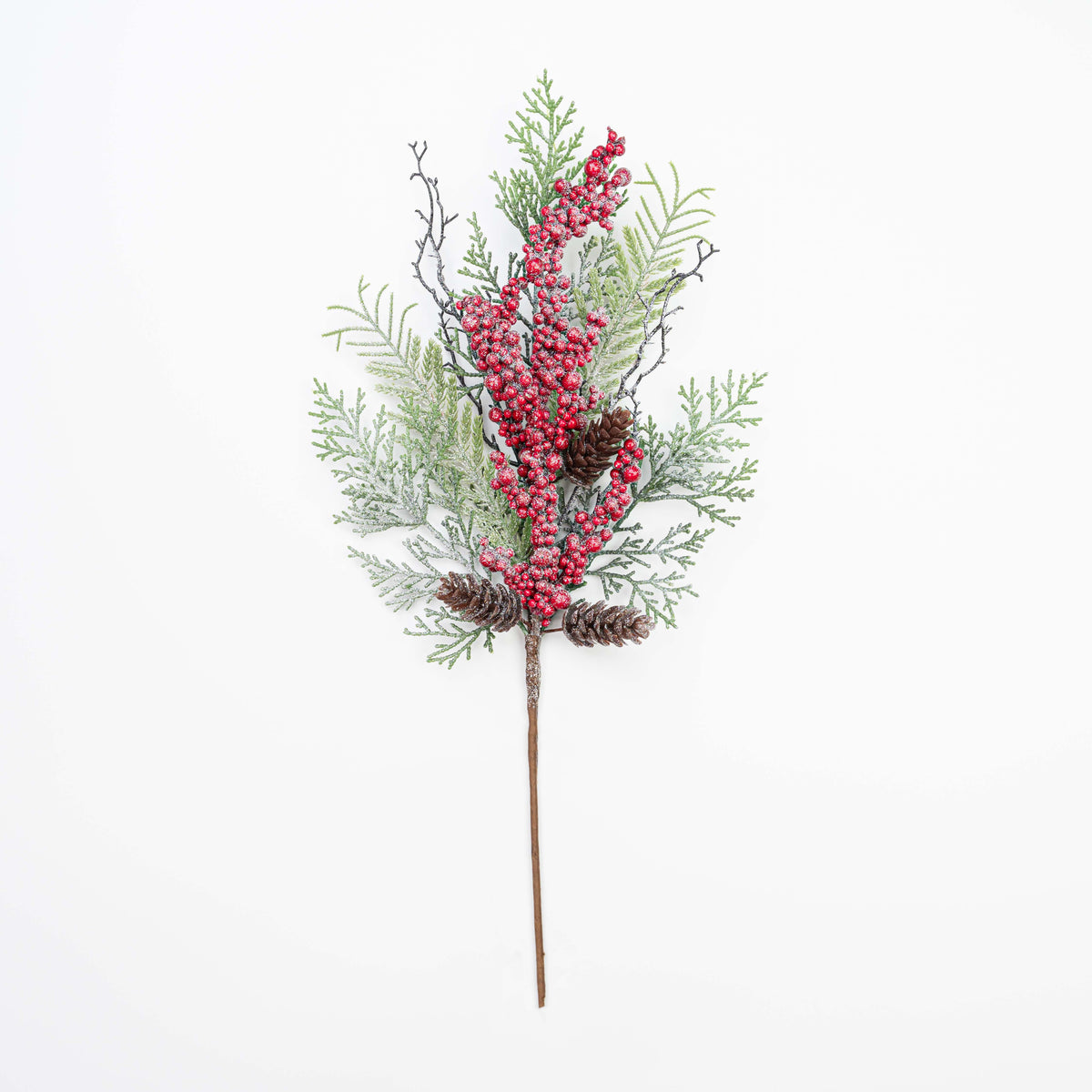 24" FROST BERRY PINECONE TWIG CEDAR SPRAY