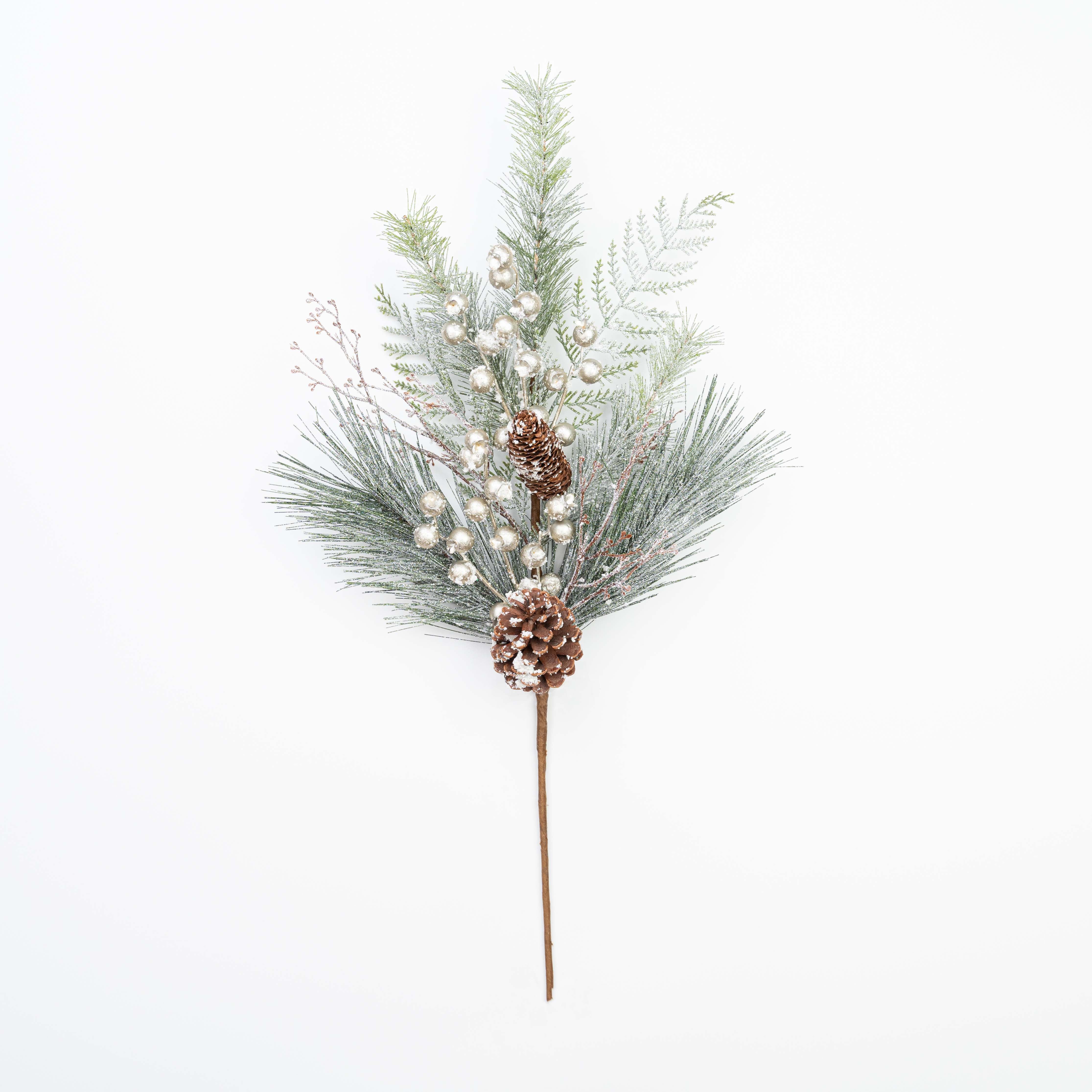 26" FROST BERRY PINE CEDAR CONE SPRAY