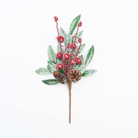 16" METALLIC LEAF CRABAPPLE CONE PICK