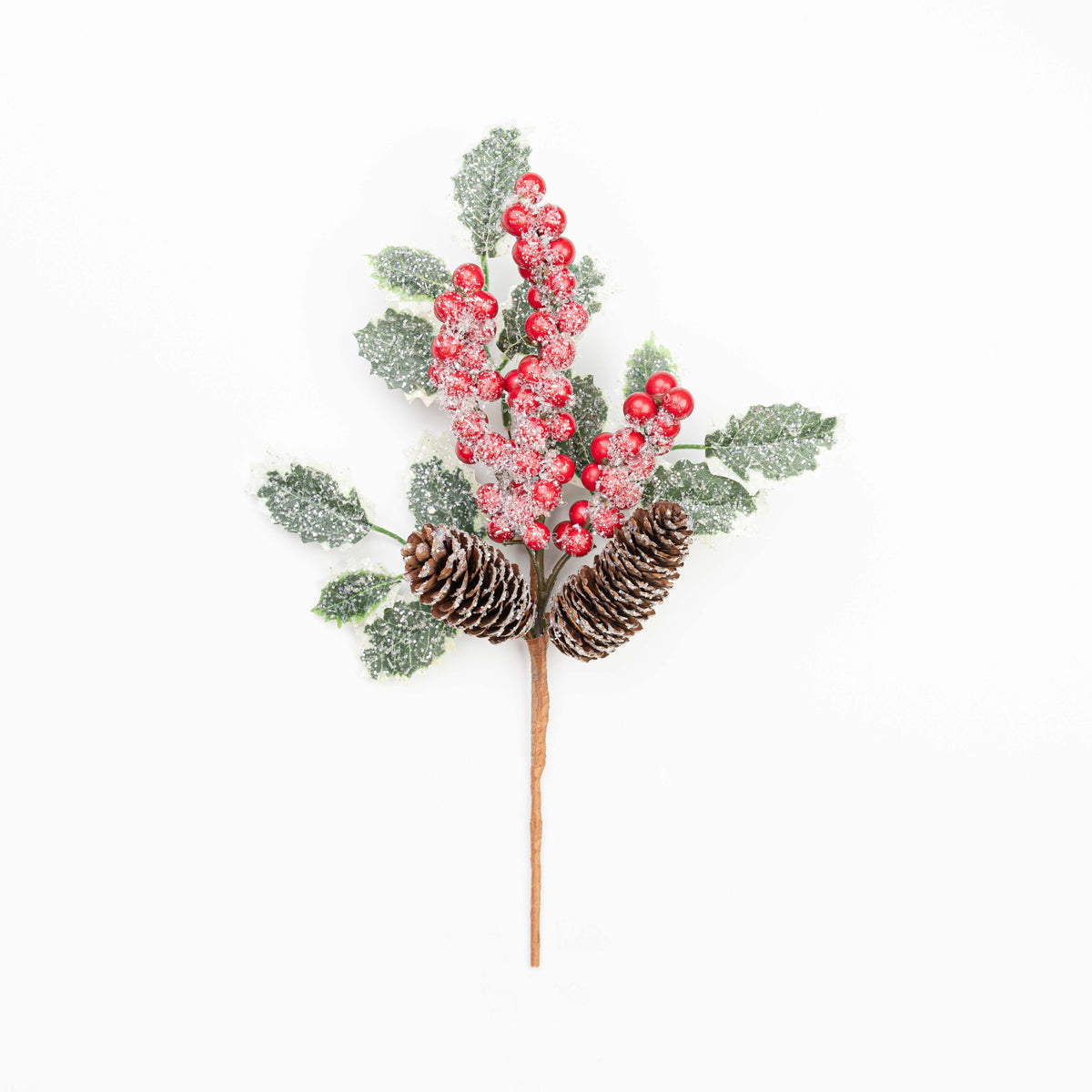 14" SNOW BERRY HOLLY PINECONE PICK