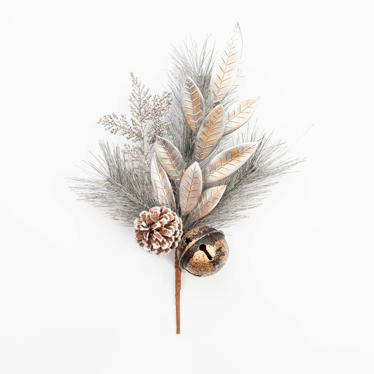 14" METALLIC PINE BELL LEAF PINECONE PICK