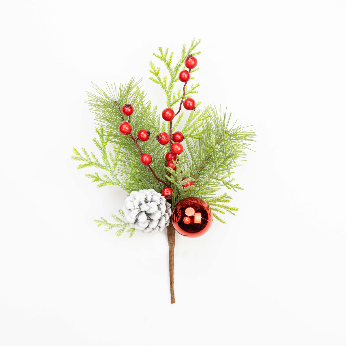 13" SNOW BERRY BALL CEDAR PINE PINECONE PICK