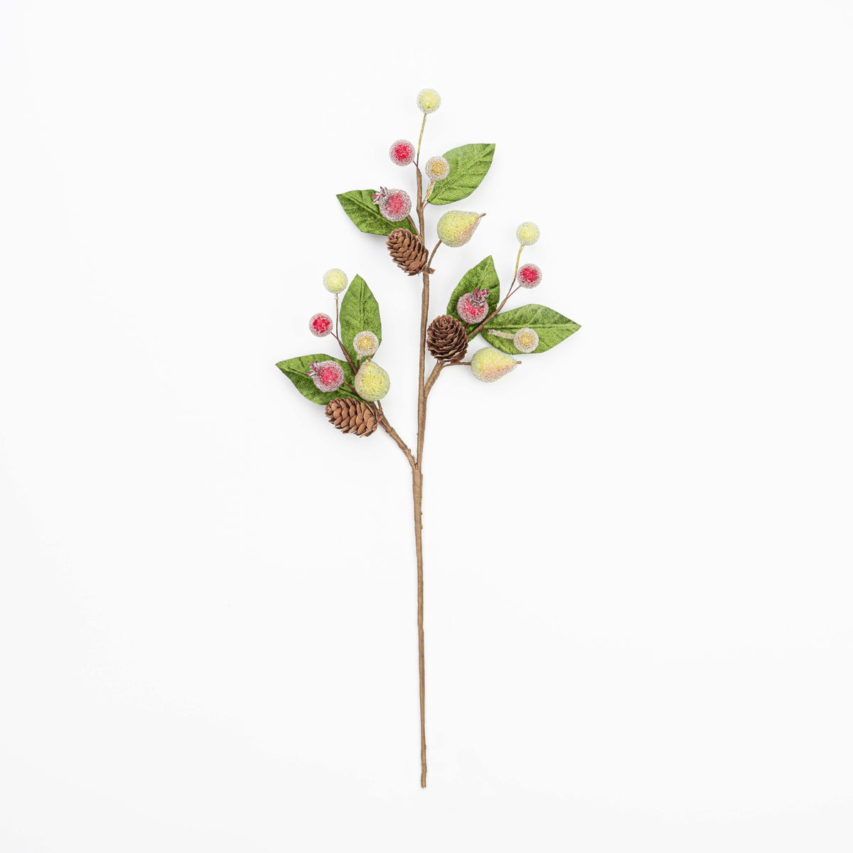 18" MIXED BEADED FRUITS CONE LEAF PICK