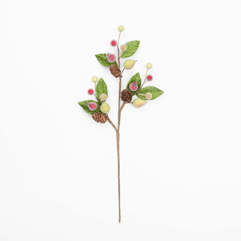 18" MIXED BEADED FRUITS CONE LEAF PICK