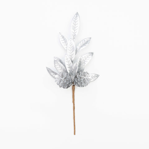 14" METALLIC LEAF PINECONE PICK