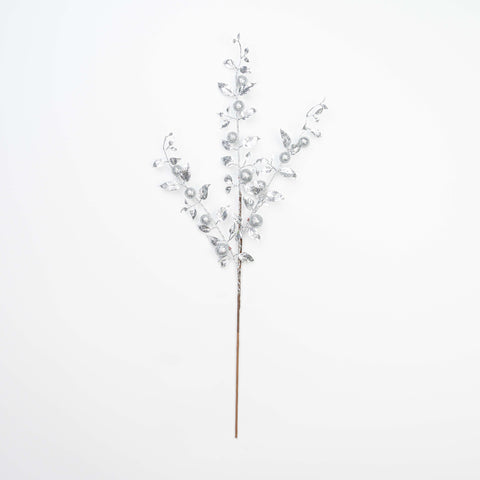 28" METALLIC GLITTER LEAF BERRY SPRAY