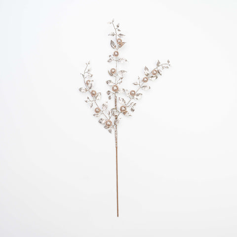 28" METALLIC GLITTER LEAF BERRY SPRAY