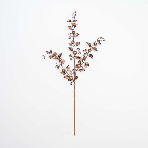 28" METALLIC GLITTER LEAF BERRY SPRAY