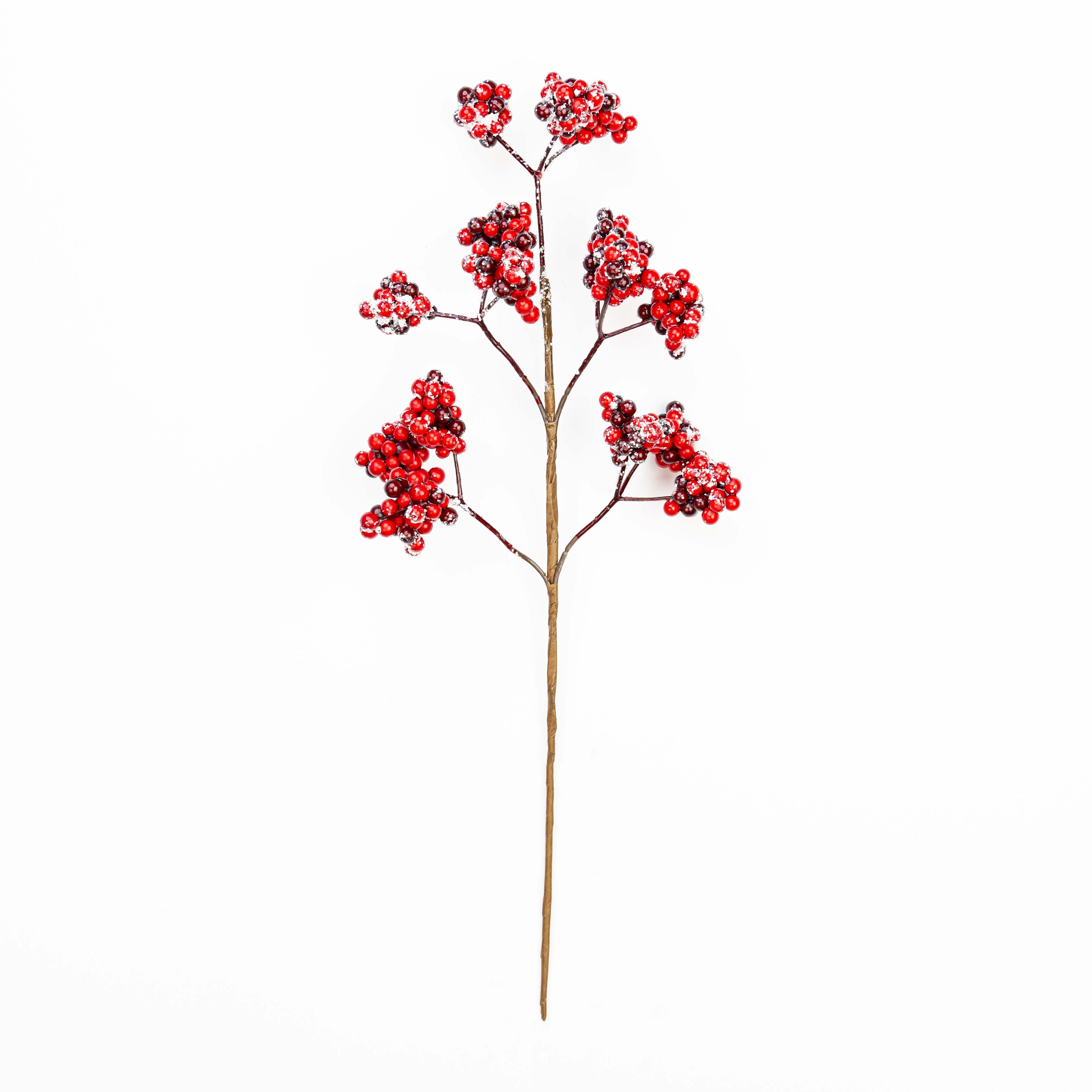 16" SNOW CLUSTER BERRY PICK X 5