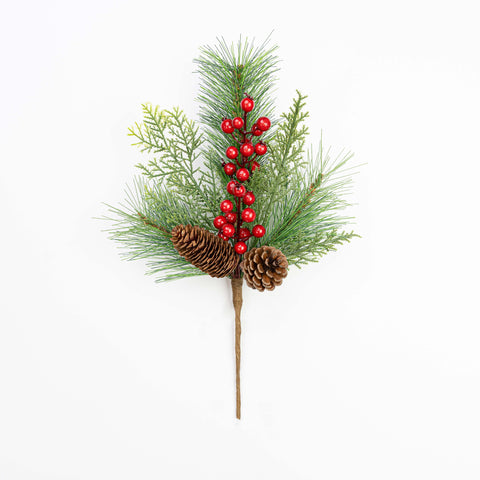 14" BERRY PINE CEDARE PINECONE PICK