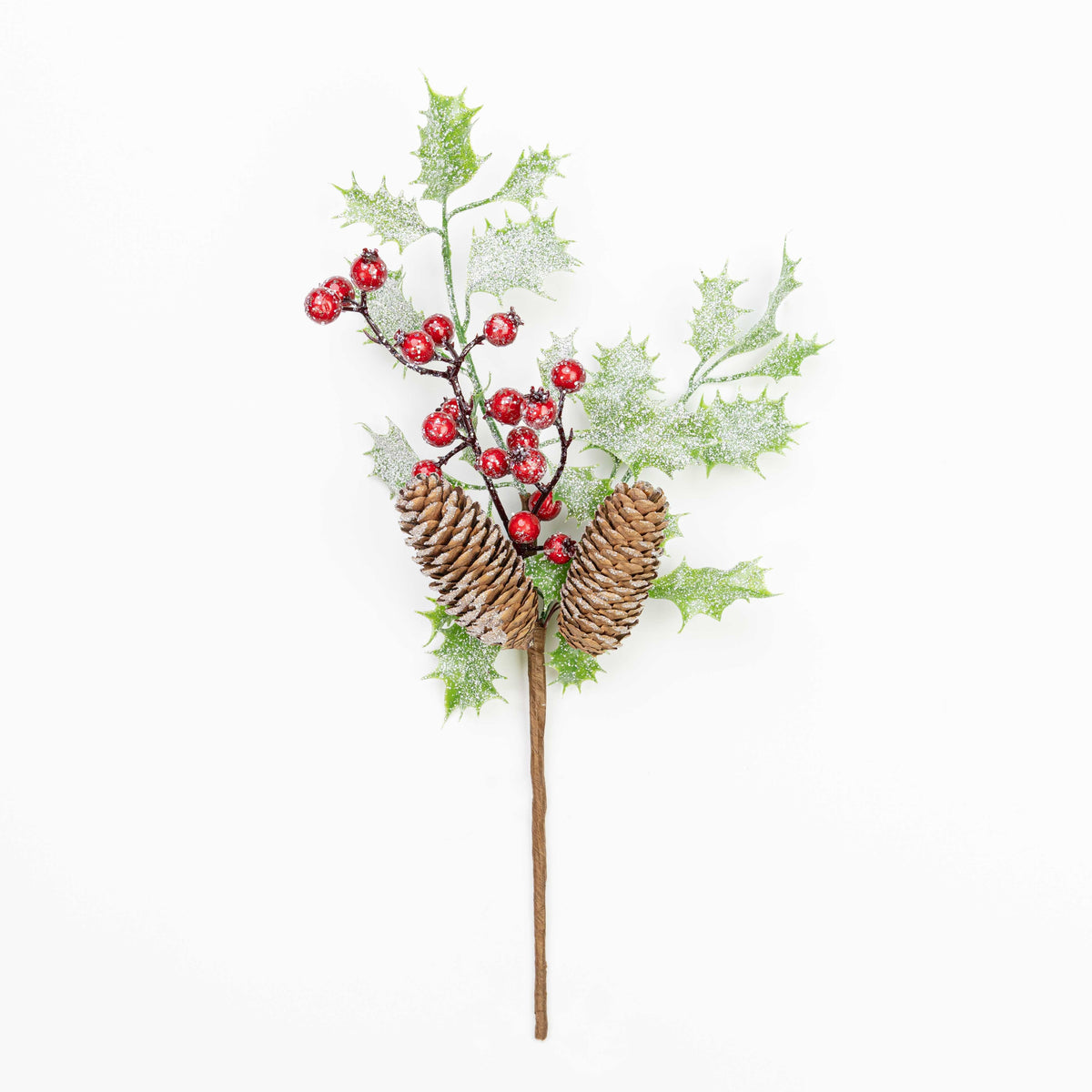 14" FROST BERRY HOLLY PINECONE PICK