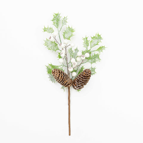 14" FROST BERRY HOLLY PINECONE PICK