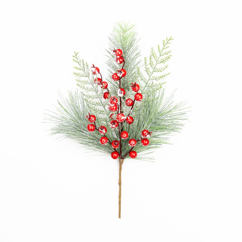 16" SNOW BERRY PINE PICK