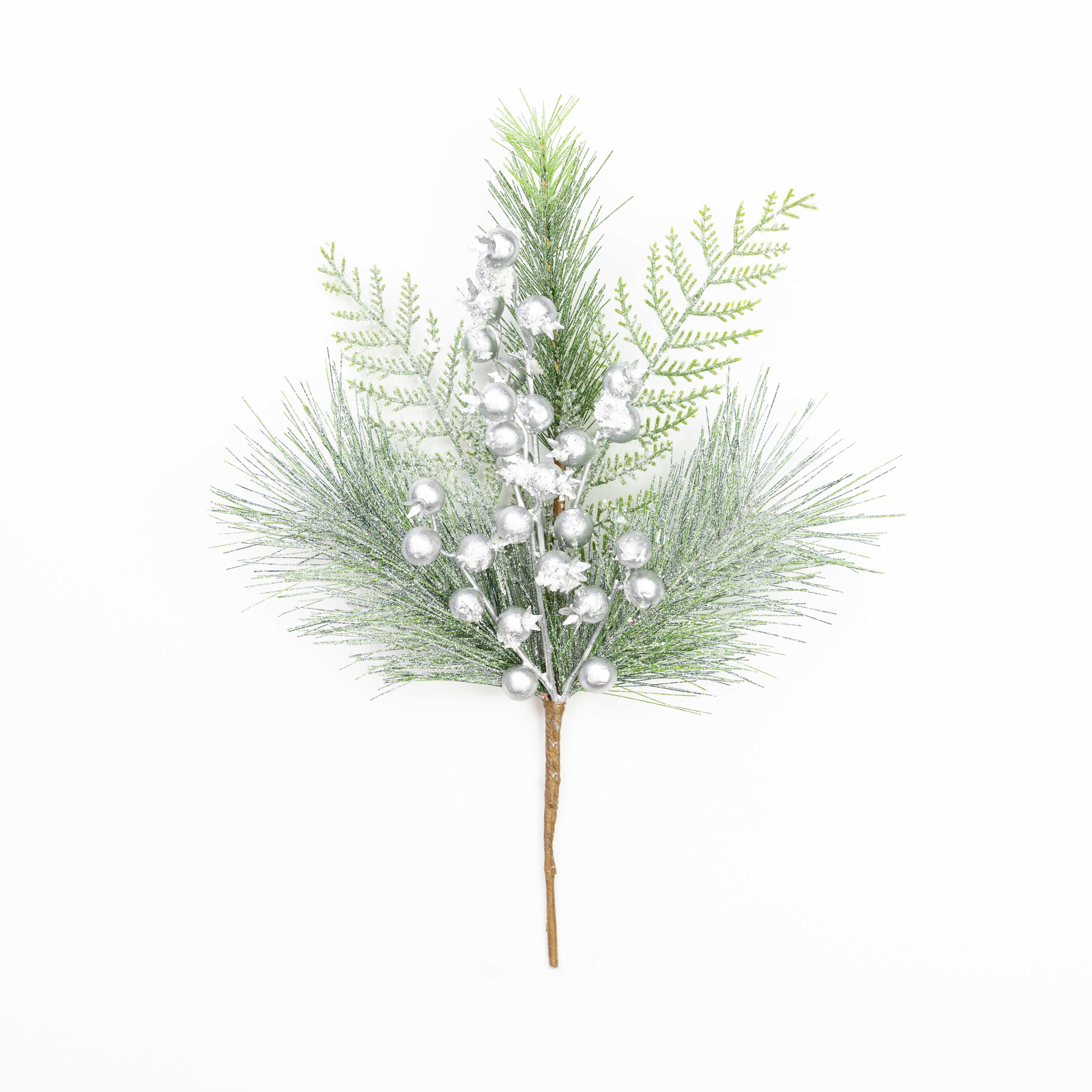 16" SNOW BERRY PINE PICK