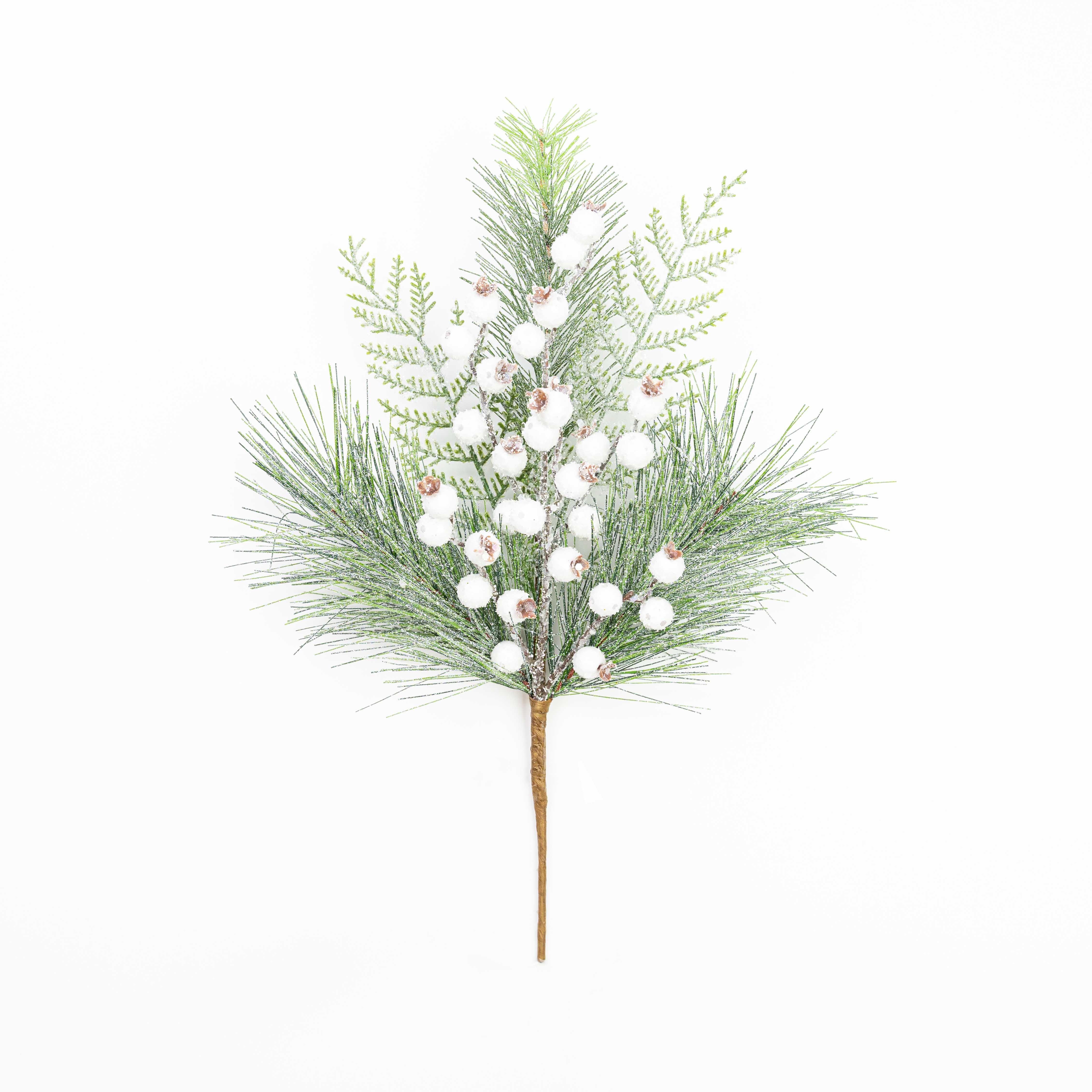 16" SNOW BERRY PINE PICK