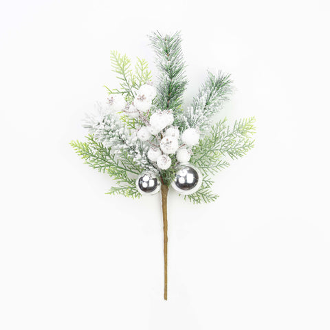 16" SNOW BERRY BALL CEDAR PINE PICK