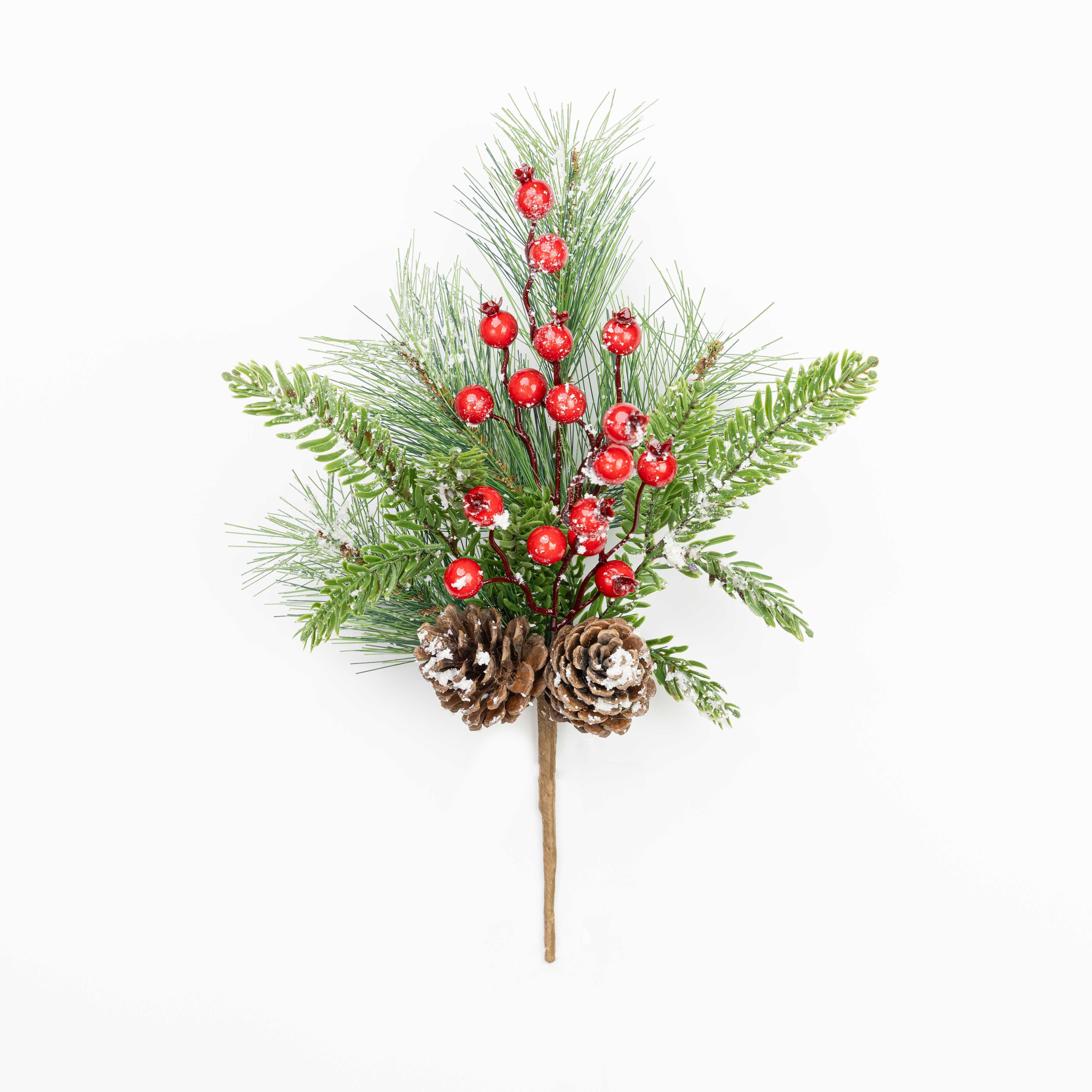 15" BERRY CEDAR PINECONE PINE PICK
