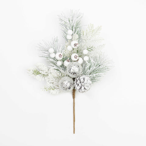16" SNOW BERRY BALL CEDAR PINECONE PINE PICK