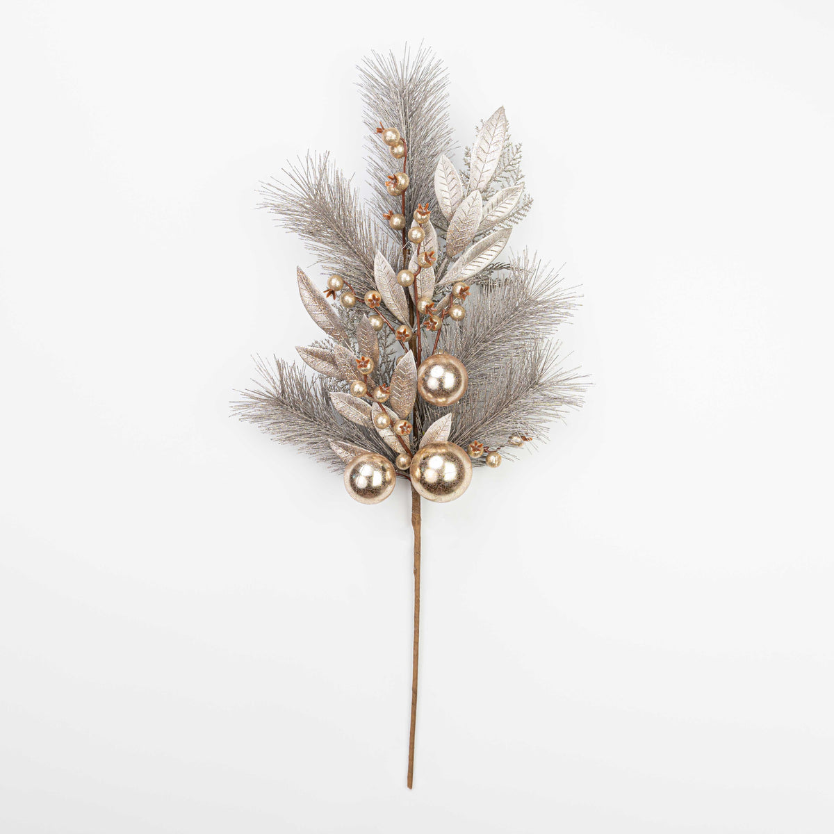28" METALLIC BERRY BALL LEAF PINE SPRAY