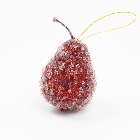 4" BEADED PEAR ORNAMENT