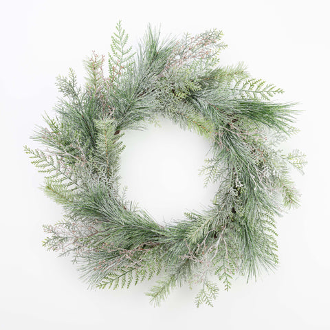 24" FROST PINE CEDAR TWIG WREATH