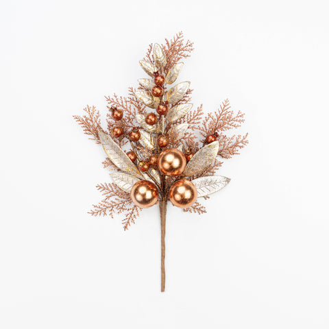 14" METALLIC BALL BERRY CEDAR LEAF PICK