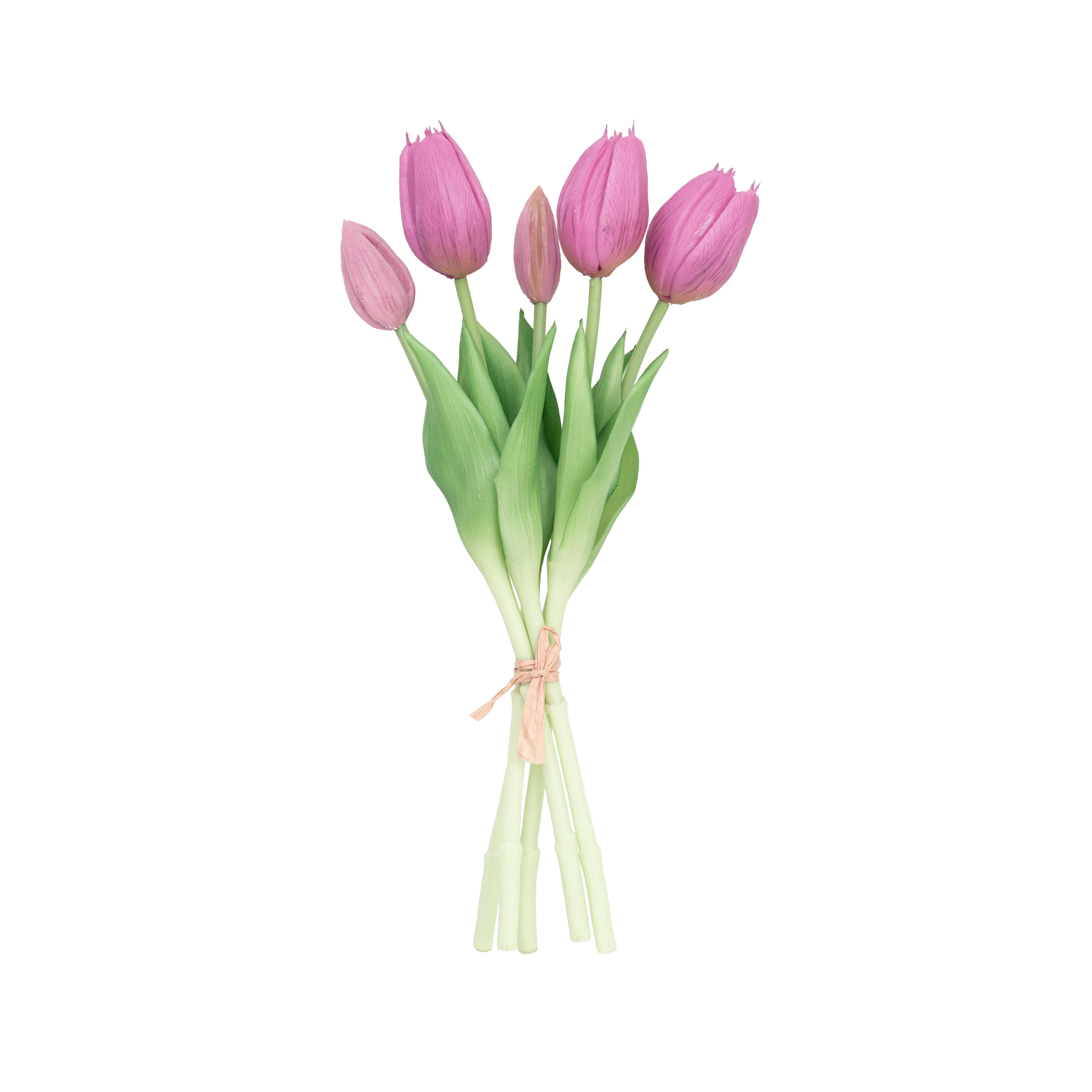 12.5" SOFT TOUCH TULIP BUNDLE X 5