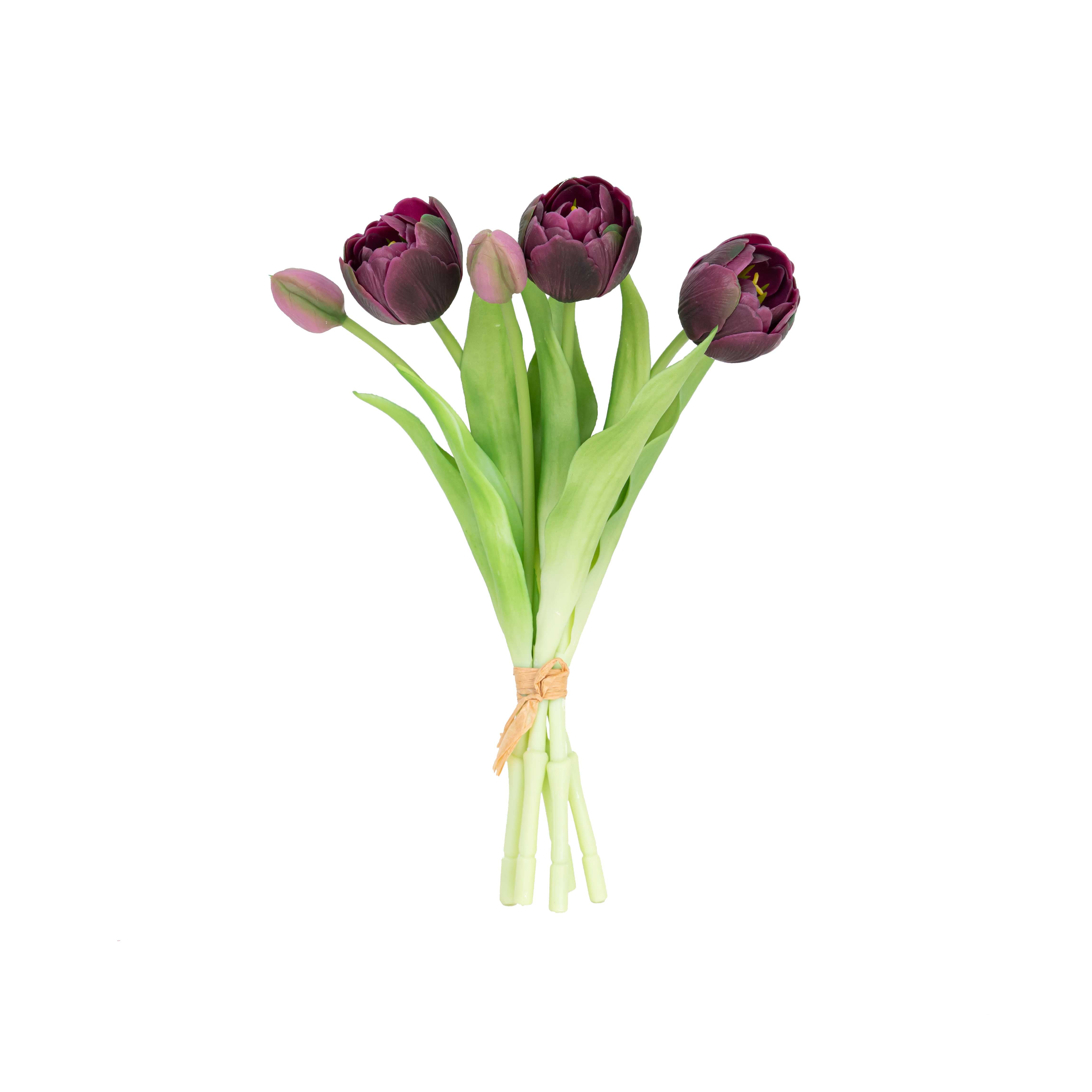 12" SOFT TOUCH DOUBLE LAYER TULIP BUNDLE X 5